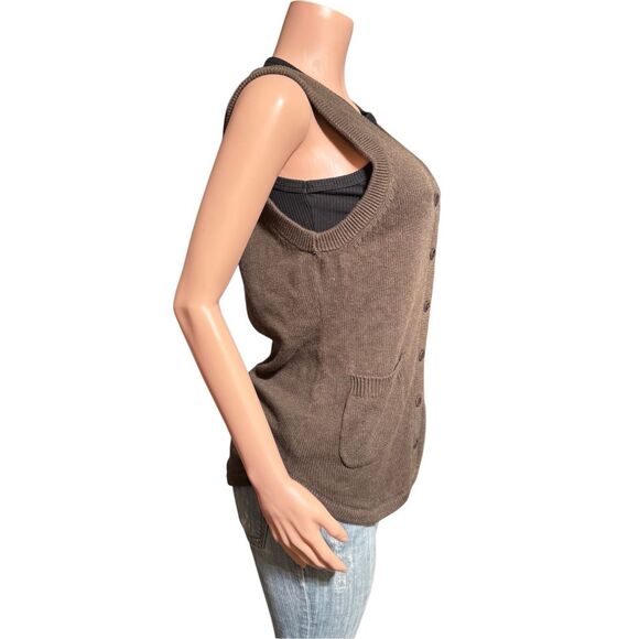 Women's moca sleeveless button up Shirt tail vest M - Picture 2 of 5